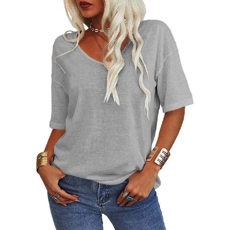 2026 Summer New Women's Short-Sleeve V-Neck T-Shirt Top