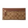 COACH Trifold Wallet 17 Horizontal Printed Fold Coated Canvas Leather Clutch Wallet Women's Brown