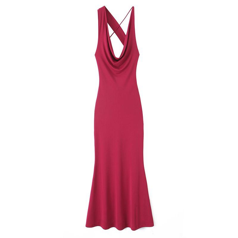 

Kaslead New Arrival Women s Clothing Fashion Style Fashion Minimalist Figure Flattering Flowy Length Dress 5039327 Red L