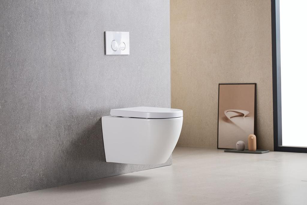 Wall-hung toilet bowl pureline fluxa tornado 53.5x36 cm with thick W/O seat white