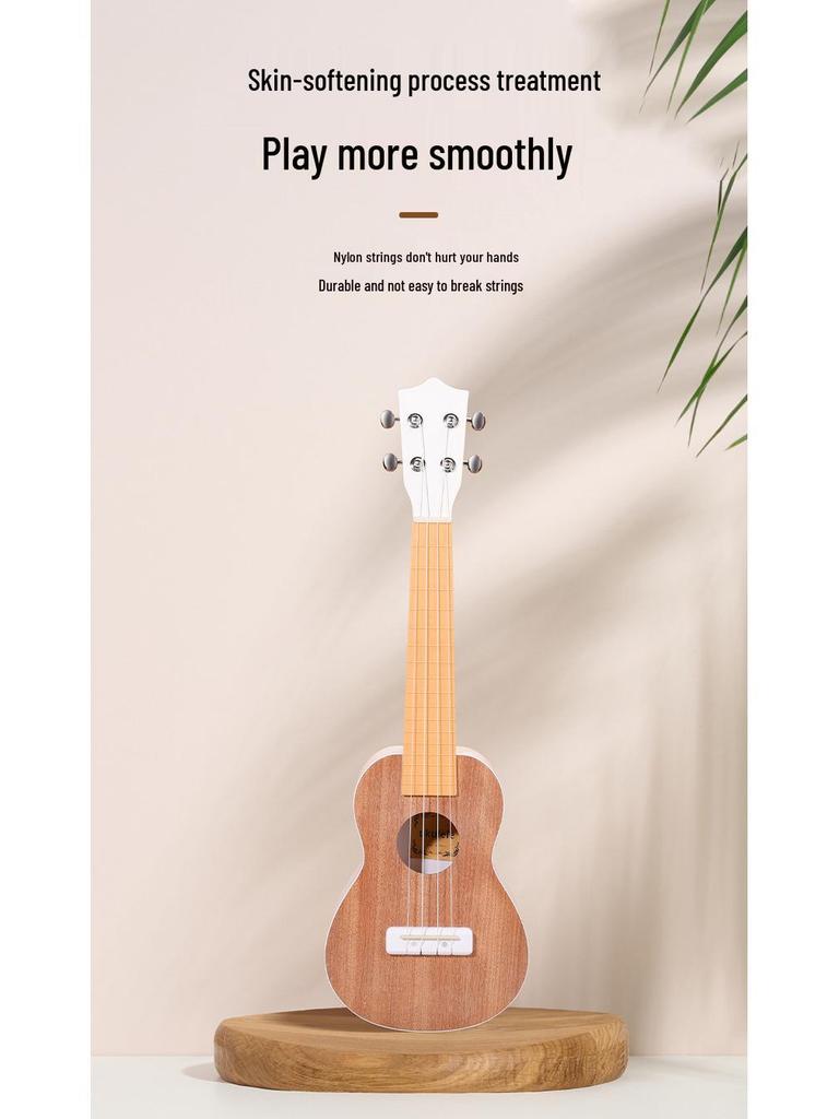 Milky White Peach Core Solid Wood Ukulele with High Aesthetic Appeal
