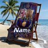 Custom Name Personalized Barcelona FC Soccer Print Beach Towel, for Trip Camping Beach Party Home Decor, Birthday Gift for Family & Friends