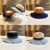 Retro Ethnic Style Sun Protection Fisherman Hat For Women Blue Color Block Wide Brim Hat Men Outdoor Hat