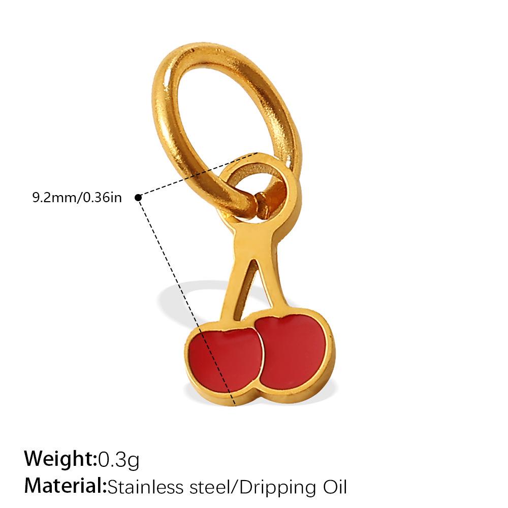New Sweet Red Cherry Enamel Stainless Steel DIY Fruit Bracelet Necklace Pendant