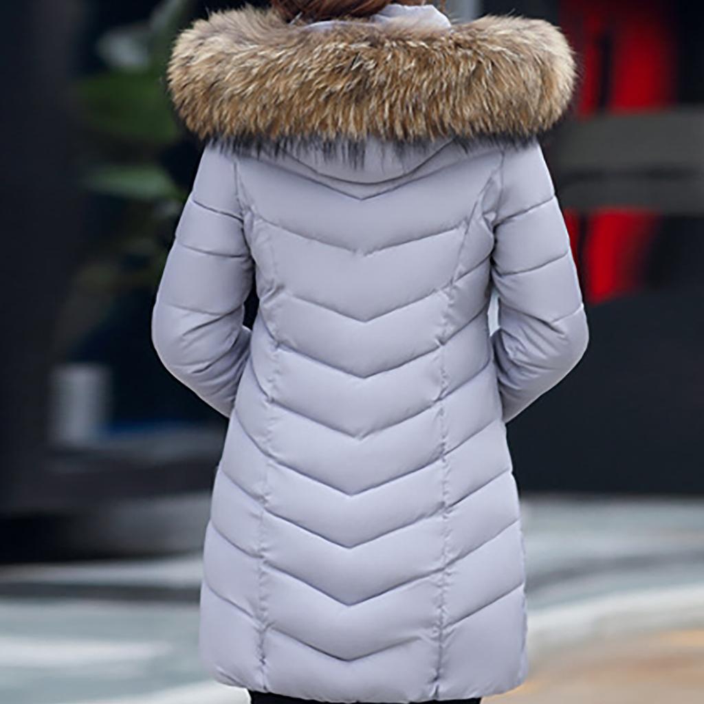 Women's Fashion Medium-Length Models Slim Cotton Jacket Big Hair Down Cotton Jacket