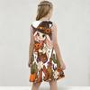 Little Girls Round Neck Sleeveless A Line Flared Dress Halloween Cartoon Lamb Printed
