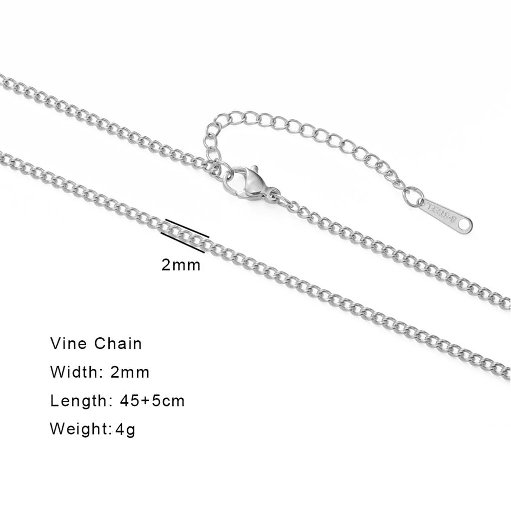 EUEAVAN 2MM Link Chain Basic Necklace For Woman Men Stainless Steel Trendy All-match Adjustable Chain DIY Jewelry Accessories