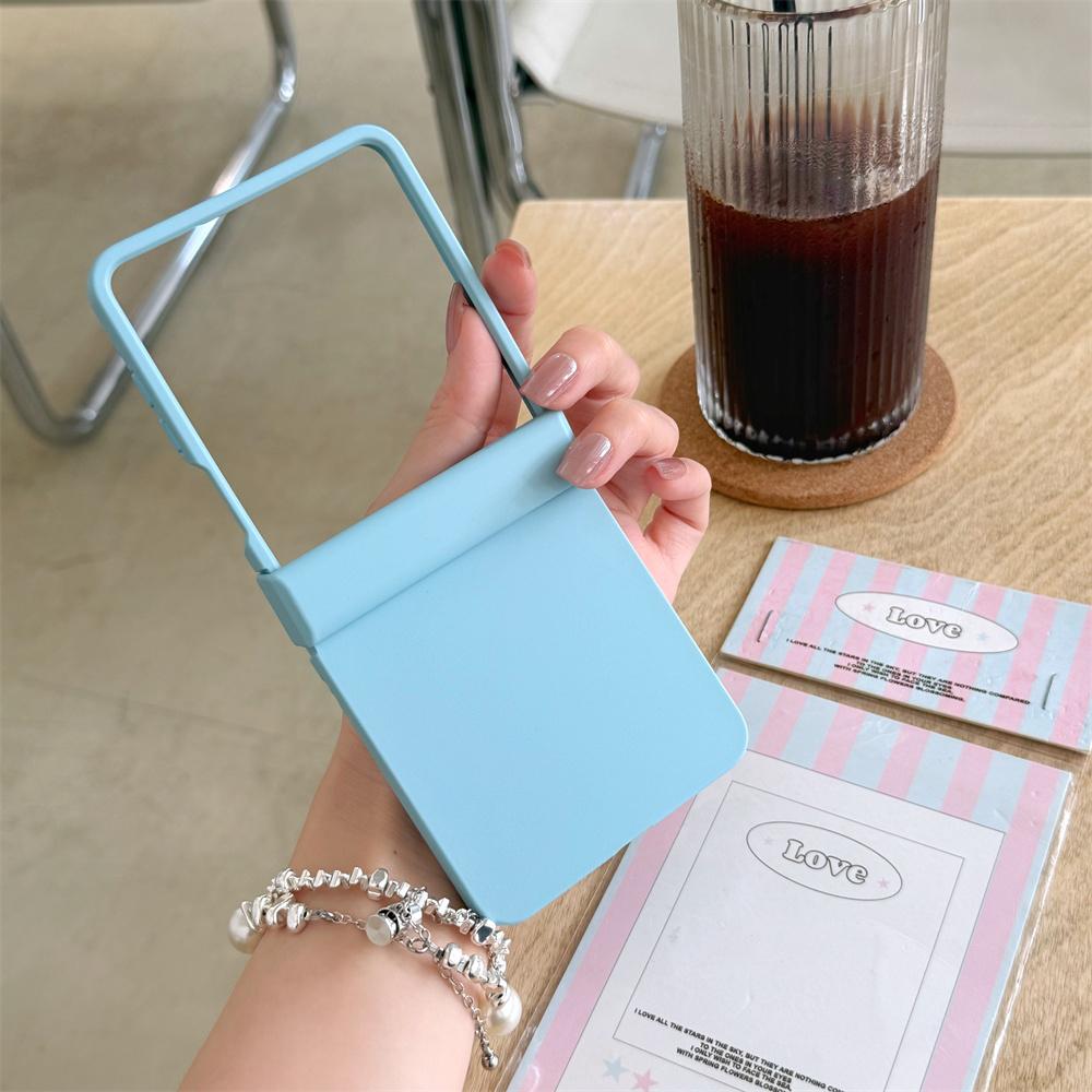 Hinge Protective Cover Phone Case for Samsung Galaxy Z Flip 7 FE 6 5 4 3 Flip7 Flip6 Flip5 Solid Color Macaron Hard Shell Cases