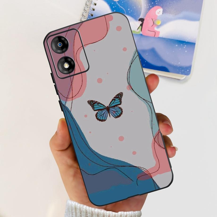 Per Motorola Moto E13 Moto G13 Custodia Nero Opaco Silicone Liquido Cover Morbida Adorabile Gatto Cartone Animato Gelatina Custodie Per MotoE13 E 13 G 13