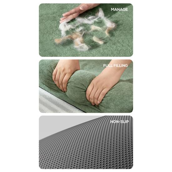 Large Dog Bed Anti-Slip Orthopedic Pet Pad with Removable Washable Cover Puppy Sleeping Cushion with Neck Support for Indoor Floor Small Medium Large