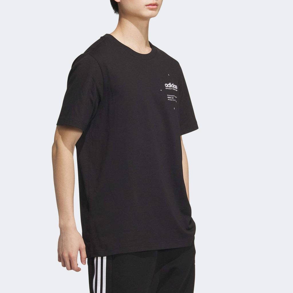 Adidas Logo Comfort Round Neck Pullover Short Sleeve T-Shirt Unisex Tops Black White JI9076