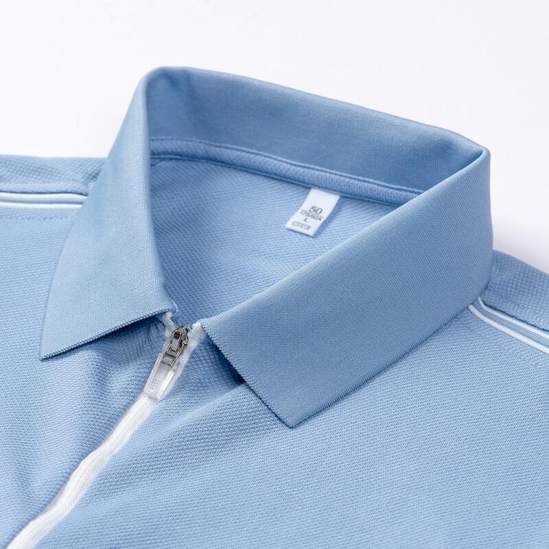 JOW Men's Cotton Linen Blend Zipper Polo T-shirt