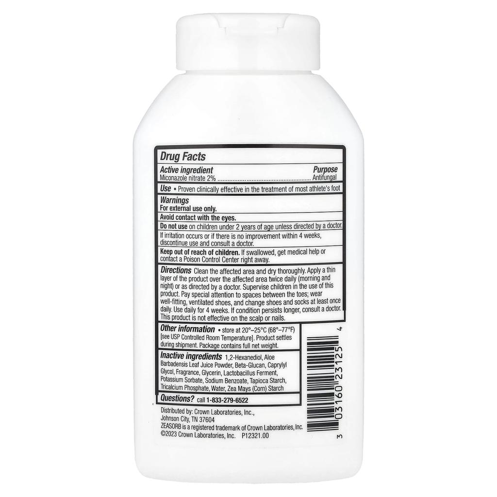 Zeasorb, AF, Antifungal Powder with 2% Micronazole Nitrate, 71 g (2.5 oz)