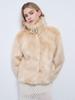 Women's 2025 Eco-friendly Faux Fur Stand-up Collar Coat - Autumn/Winter Fashion