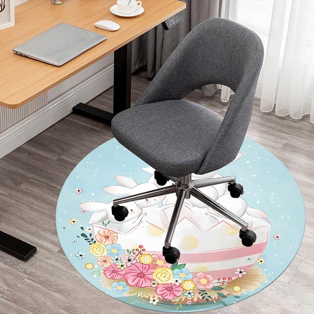 

1pc rabbit___flower Round Chair mat Area Rug - Non-Slip, Floor Mat for Office, Bedroom, and Indoor Decor c1125175 80cm by 80cm