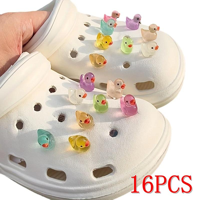14/16PCS Luminous 3D DIY Detachable Buckle Shoes Accessories Duck Shoe Charms Set Cute Christma Ducks Advanced Shoe Decorations