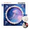 Stretched Frame Pearl Art Kit Ocean Jellyfish Pattern DIY Sparkling Bead Canvas Creative Leisure Craft for Relaxing Home Wall Decoration
