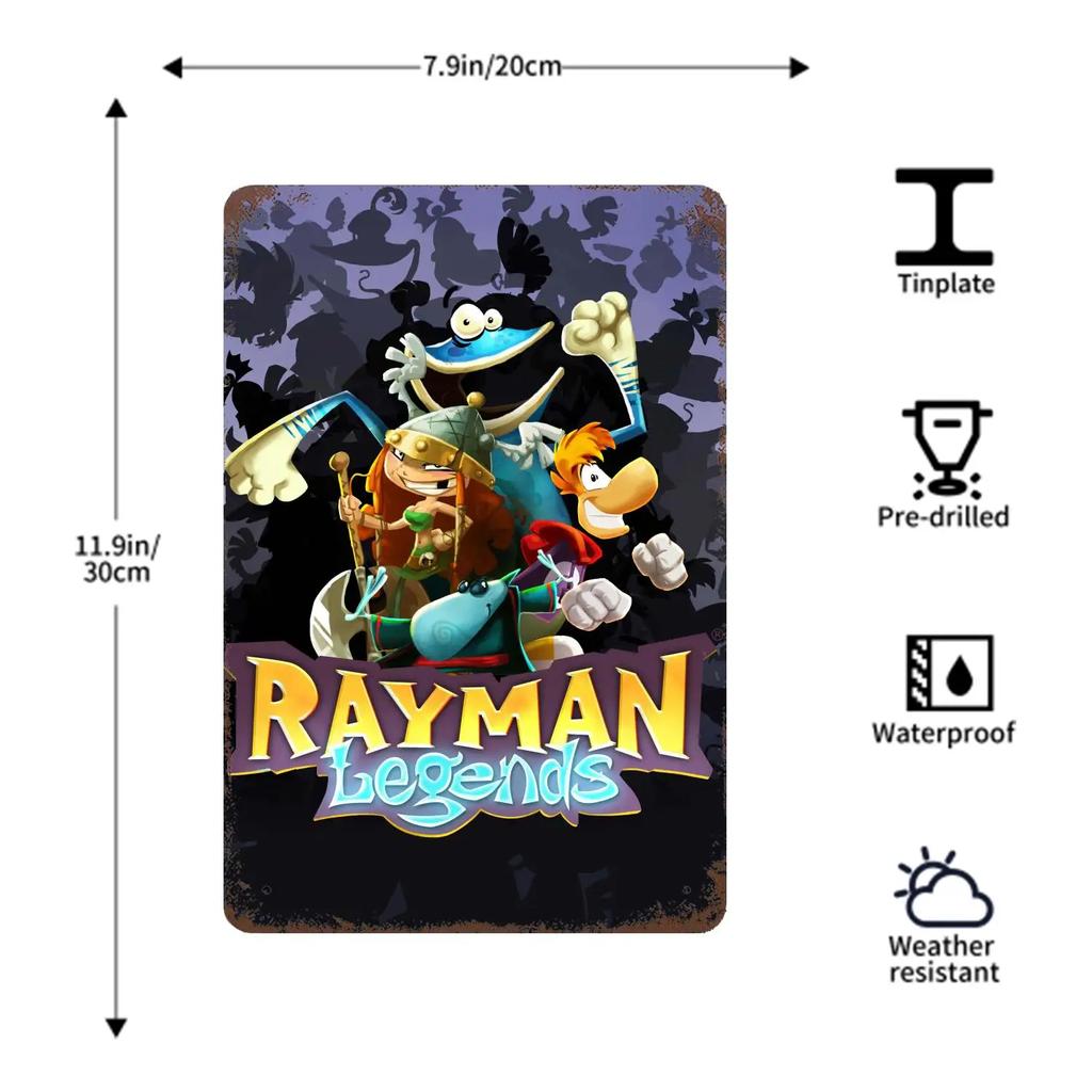 Rayman Legends Definitive Edition Poster Vintage Tin Sign Metal Sign Decorative Plaque for Pub Bar Man Cave Club Wall Decoration