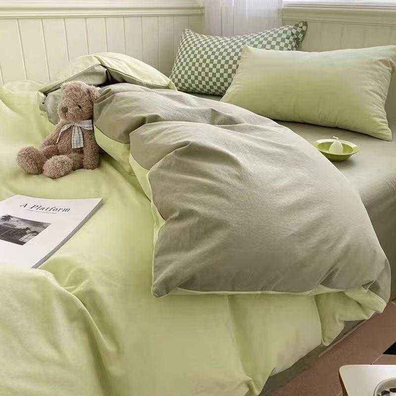 Modern Minimalist Solid Color Bedding Set Single Person Duvet Cover in Student Dormitory Four Seasons General Large Size Double Bedsheets Home Textile