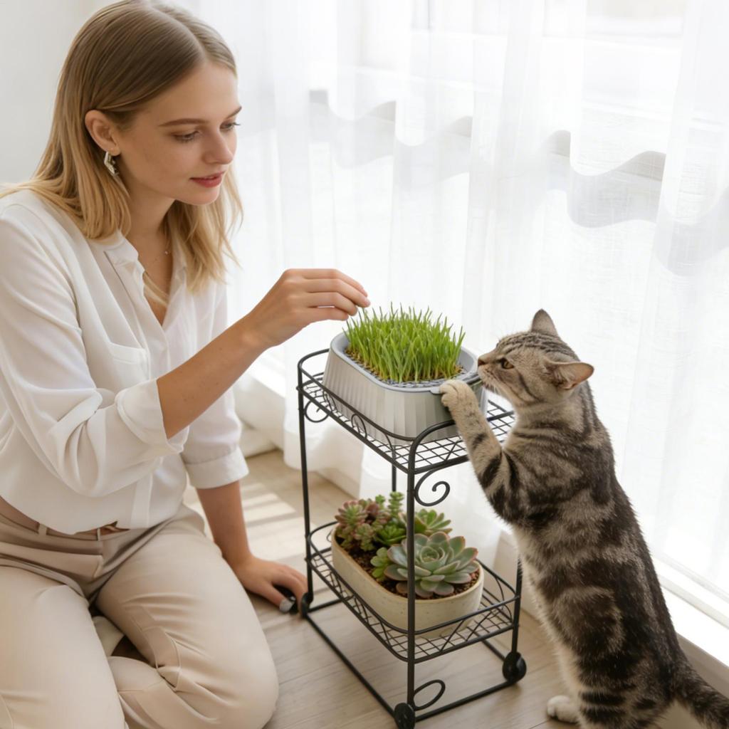 Pet Cat Grass Planter Box Cat Grass Growing tray Hydroponic Cat Grass Planter Wheat Grass Growing Pot Nursery Cat Planter Tray
