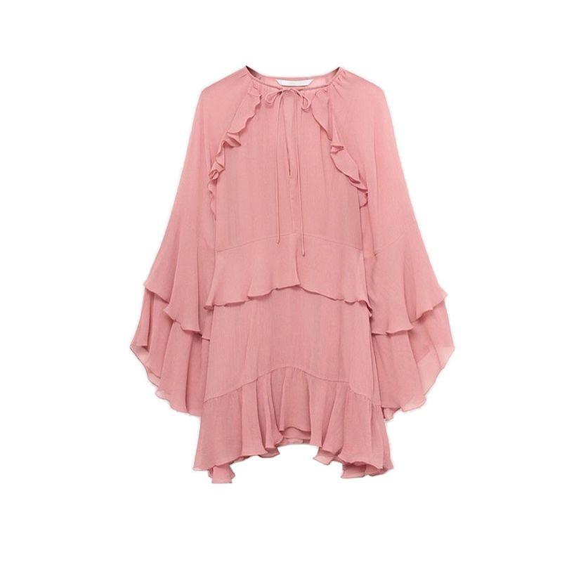 Fall New Women's Clothing French Style Loose Design Series Lead Bell Sleeve Ruffles Dress 17094446