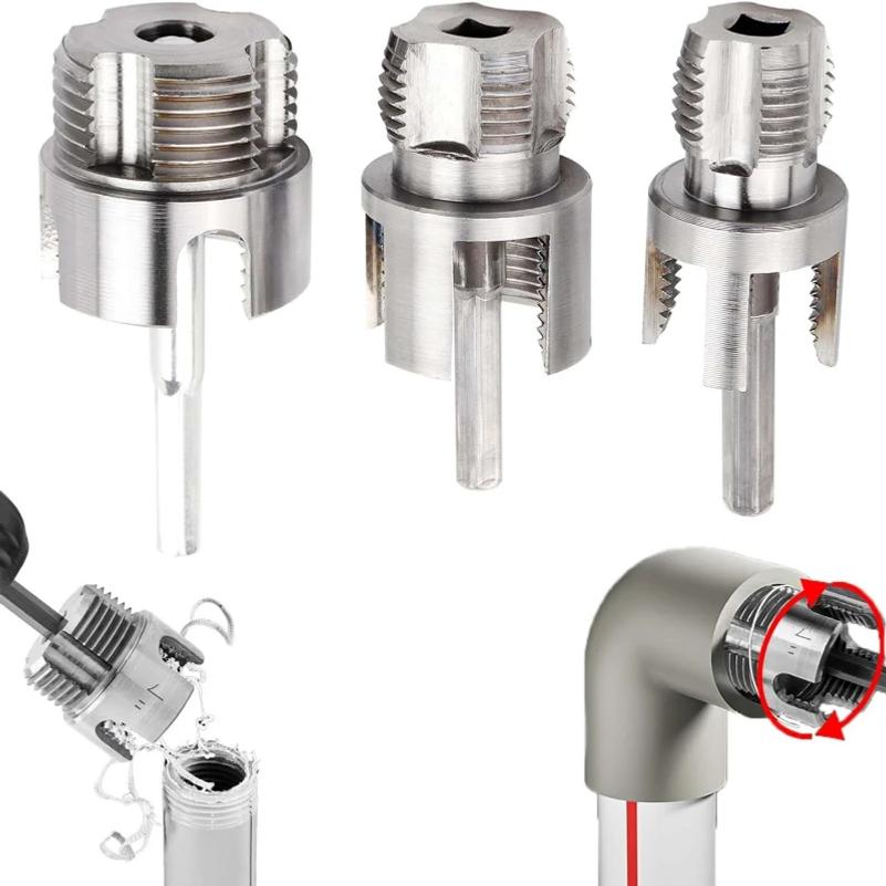 3PCS Heavy-Duty PVC/Plastic Pipe Threading Tool Kit 1/2" 3/4" 1" Male & Female Threads for PVC PPR MPP Pipes