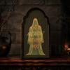 Ghostly Candlelight Display Light Up Ghost Mirror, Arched Wooden Frame Ghost/Grim Reaper Halloween Indoor Holiday Ornaments Soft Ambient Lighted