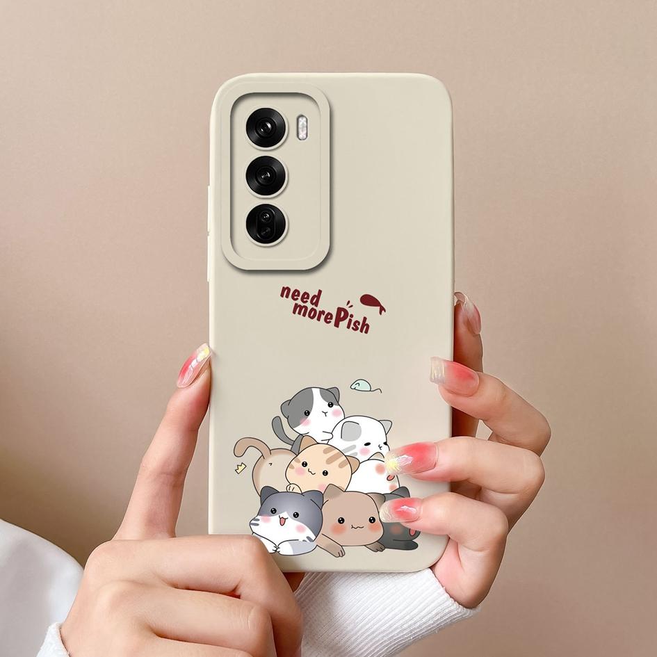 Silikonový kryt pro Oppo Realme C63 C61 Narzo N63 Reno12 Pro F 5G s kresleným vzorem kočky a sovy, odolný proti pádu, měkký silikonový chránič obrazovky pro telefon, pouzdro pro OPPO