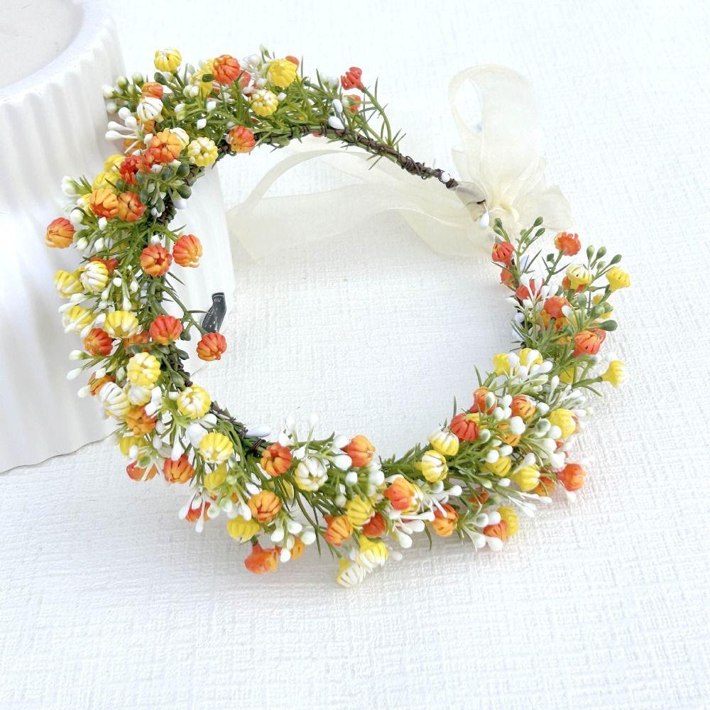 Simulated Flower Floral Headband Korean Style Bridal Wreaths Sweet Wedding Headpiece Girl