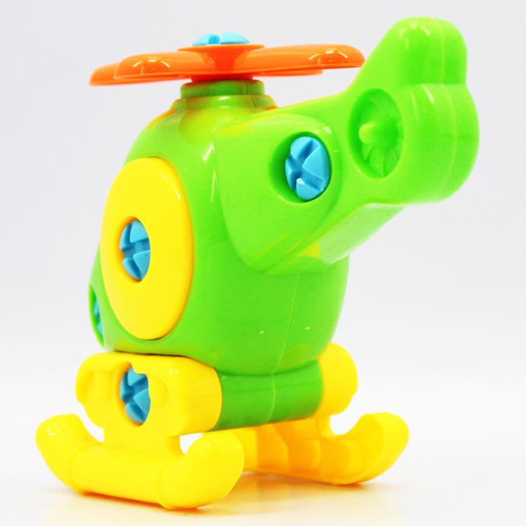 Puzzle Blocks Plastic Insert Train Helicopter Shape Screwing Disassembly Blocks for Children Educational Toys Scale Models