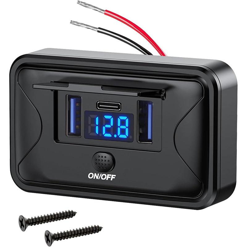 

Модернизированный Quick Charge 3.0 Pd Usb 3-портовый автомобильный автофургон зарядное устройство розетка адаптер 12 В/24 В USB розетка с переключателем для автомобиля морской автобус QC чёрный