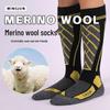Merino Wool Knee-High Ski Socks: Thick, Warm, Non-Slip, Sweat-Absorbent for Men & Women.
