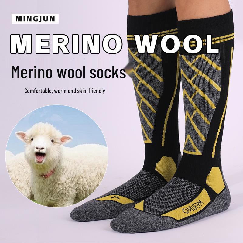 Merino Wool Knee-High Ski Socks: Thick, Warm, Non-Slip, Sweat-Absorbent for Men & Women.
