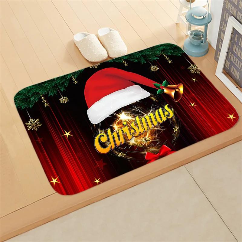 Merry Christmas Doormat Decorative Holiday Front Door Mat Funny Cartoon Character Felt Door Rugs for Indoor Outdoor Carpet