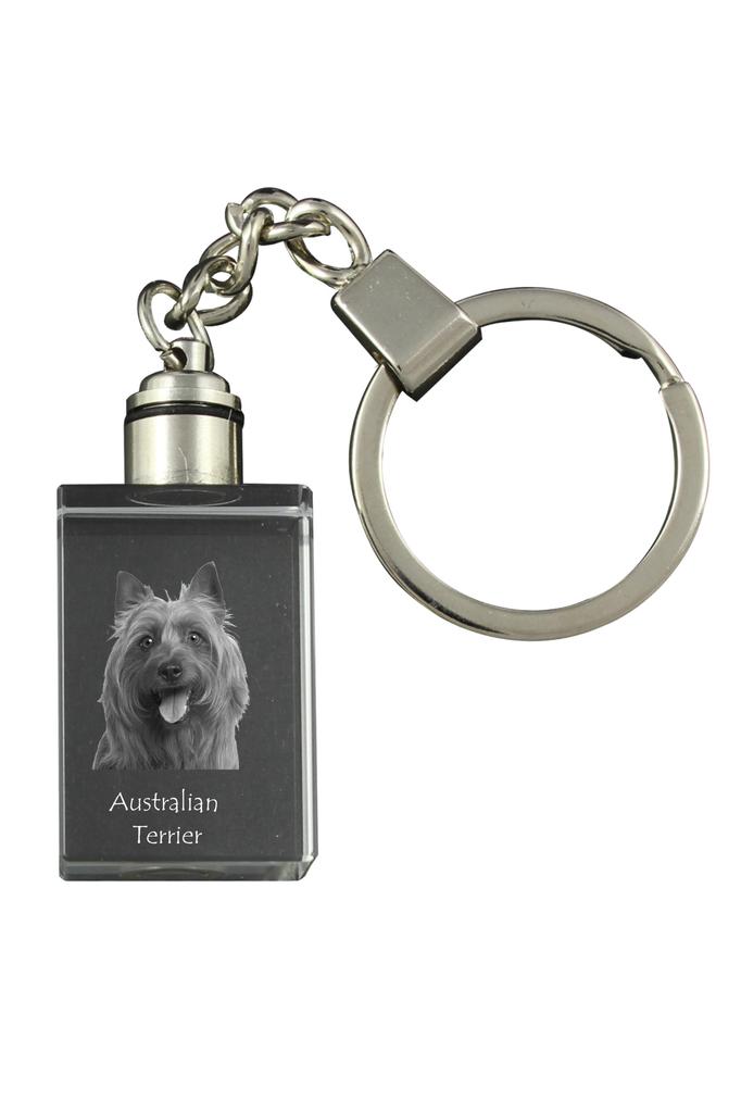 Australian Terrier, Aussie – Crystal key ring with dog photo, illuminated key ring | Art-Dog