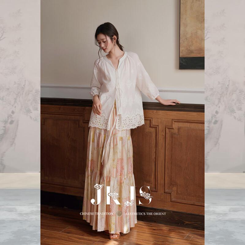 JK&JS New Chinese Style Embroidered Cotton Blouse
