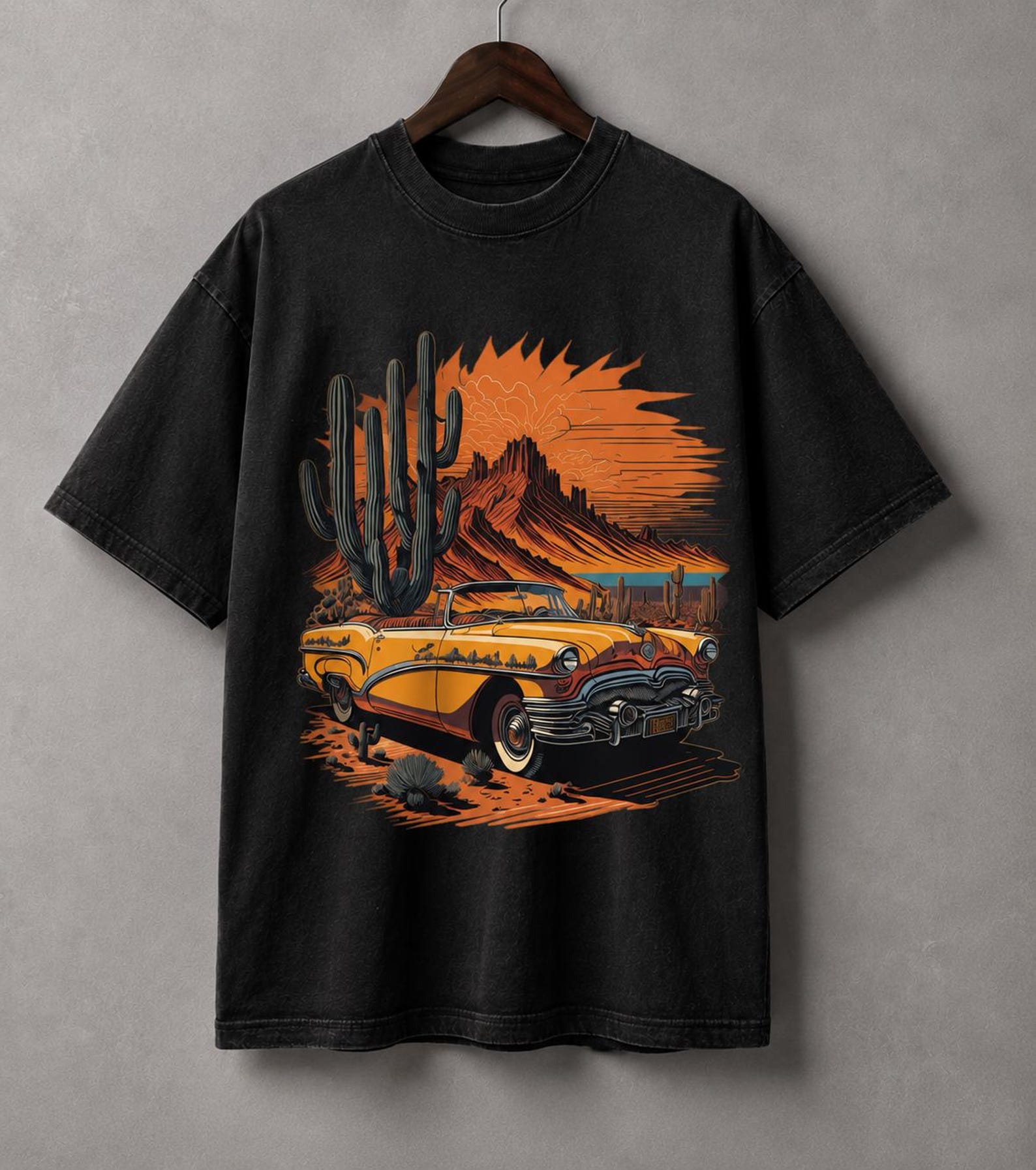 Desert Sunset Classic Car Vintage Tee 3XL