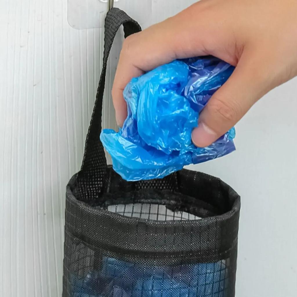 1/3/5pcs- Hanging Garbage Bag Storage BagPlastic Bag Holder Mesh Hanging StorageDispensers Foldable Washable Hanging Garbage Bag