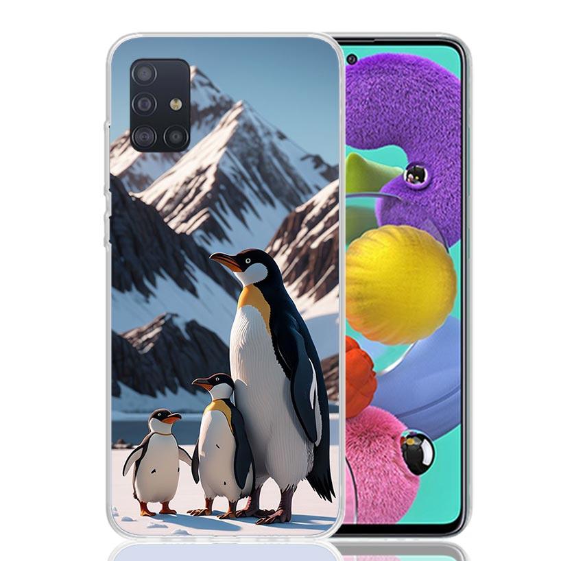 Penguins Love At The North Pole Phone Case For Samsung Galaxy A52 A32 A22 A12 A02S A50S A30S A51 A31 AA71 Note 20 Ultra 10 S10 P