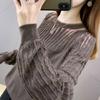 Loose Sexy Hollow Out Solid Pleated Lace Patchwork T-Shirts Round Neck Casual Women's Clothing Pullovers Autumn Winter Thin