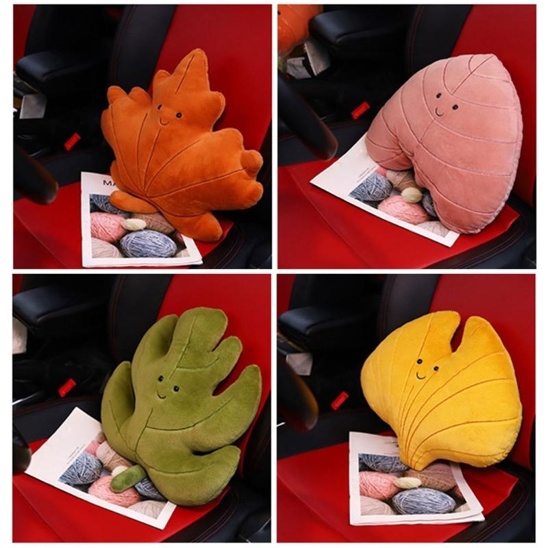 Green Plant Plush Doll  Leaf Shaped Pillow Soft and Comfortable Cushion for Relaxation Fun Home Decor