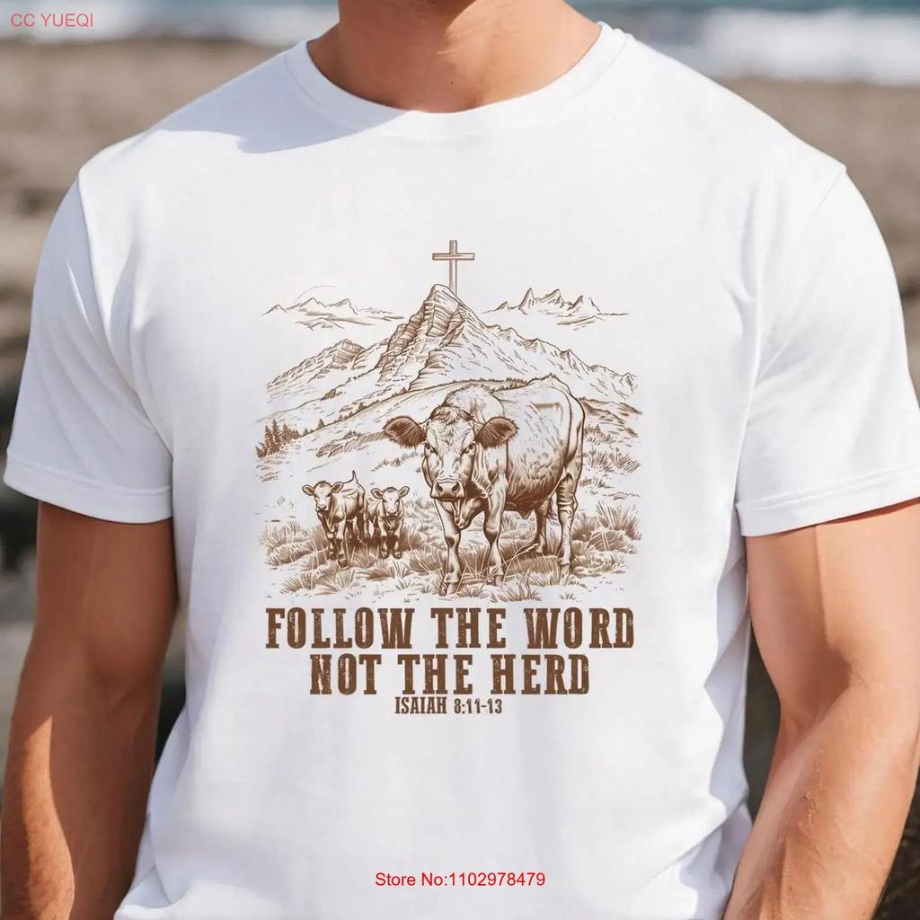 Christian Country T Shirt Western Follow the Word Not Herd vintage Washed Unisex Comfortable homme fashion Versatile Soft