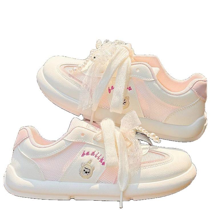 Shoes Women's 2025 Summer New Mesh Ballet Style Moral Training Shoes Flat Bottom with Skirt Cute Casual Women's Shoes