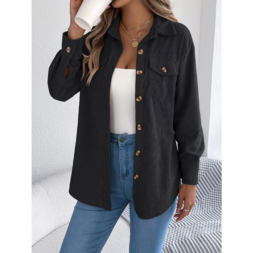 Women's Casual Shirt Long-Sleeve Striped Mid-Length Jacket Shirt Fall/Winter Top