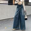 Damen Frühling High Waist Punk Baggy Jeans Vintage Streetwear Lockeres Design Hosen