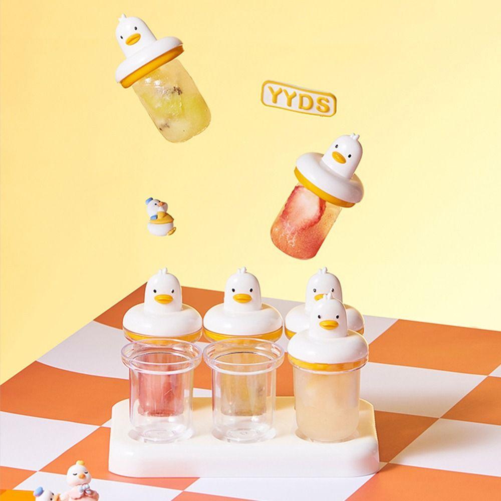 

Duck Shape Popsicle Mold Set Creative Ice Cream Maker Non-Toxic Ice Cube Tray Household жёлтый
