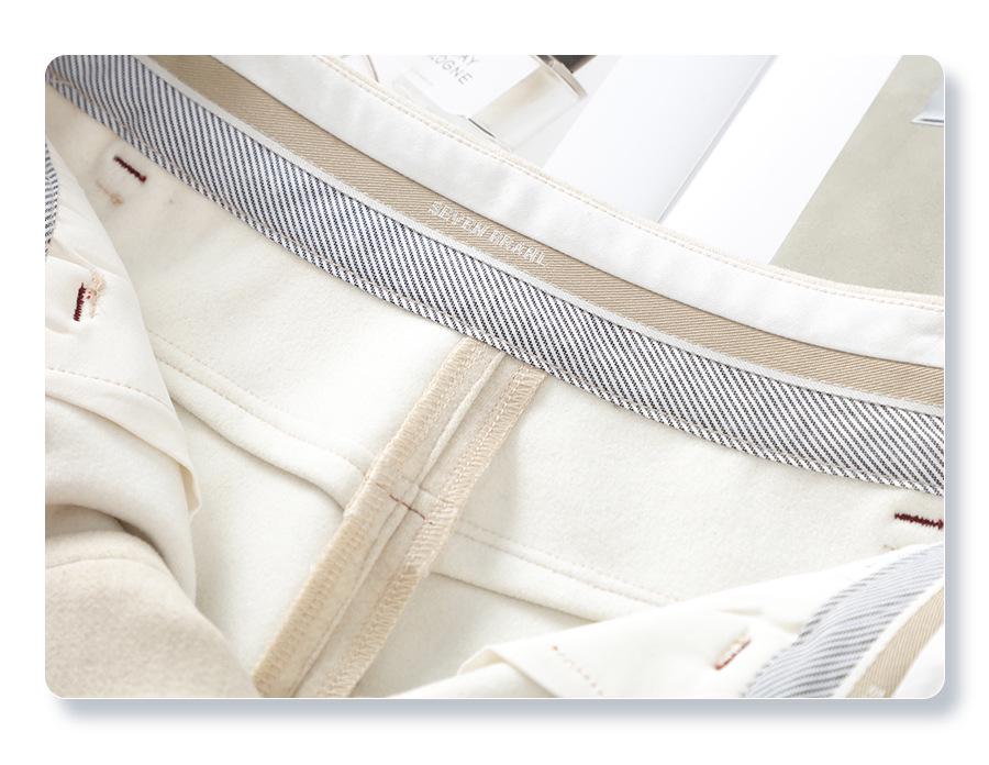 Women's 2024 Beige Cashmere Wide-Leg Pants - Autumn/Winter Style, Drapey Wool Straight-Leg Casuals.