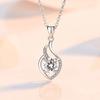 Twisted Teardrop Frame Prong Set Round Cubic Zirconia Pendant Elegant Women Clavicle Sweater Necklace