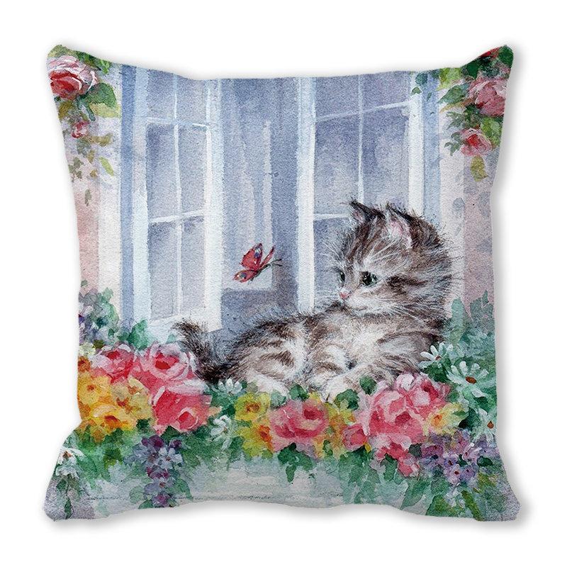 45x45cm pfirsichfarbenes Samt-Katzenkissen, weich und niedlich, Weihnachts-Sofakissen, festliche Heimdekoration,  (abnehmbar und waschbar)