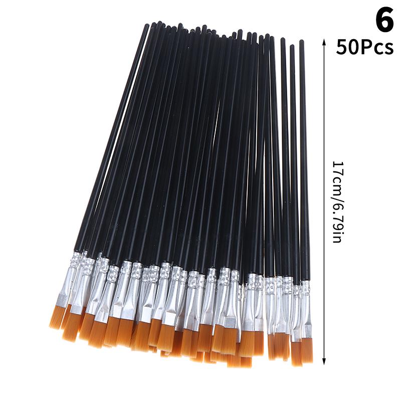 50Pcs Painting Brushes Set Art Round Flat Hair Nylon Hair Paint Brush For Oil Acrylic Watercolor Kids/Artists/Beginners/Student